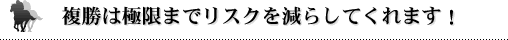 複勝は極限までリスクを減らしてくれます!